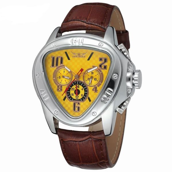 triangle locomotive dial week calendar personality men's automatic mechanical watch men's watch, Slivery;brown
triangle locomotive dial week calendar personality men's automatic mechanical watch men's watch, Slivery;brown