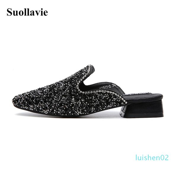 women slippers women square heel sandals shoes crystal sequined cloth casual female mules low heel ladies sandals bling slides l02, Black
women slippers women square heel sandals shoes crystal sequined cloth casual female mules low heel ladies sandals bling slides l02, Black