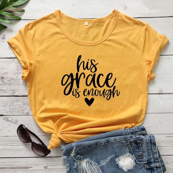 his grace is enough pure cotton t-shirt scripture christian jesus tshirt casual women summer graphic slogan tees outfits, White
his grace is enough pure cotton t-shirt scripture christian jesus tshirt casual women summer graphic slogan tees outfits, White
