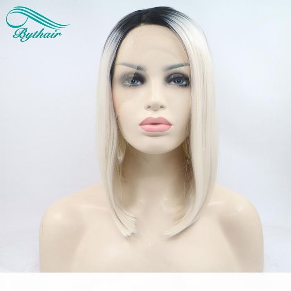 bythairshop blonde ombre dark roots short bob wigs silky synthetic lace front wig heat resistant hair silk straight cosplay wig, Black
bythairshop blonde ombre dark roots short bob wigs silky synthetic lace front wig heat resistant hair silk straight cosplay wig, Black