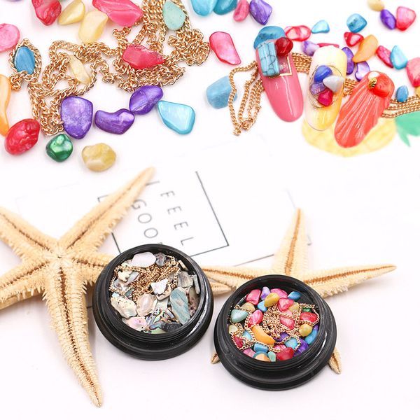 1 box colorful sea shell stones mix nail art decor sticker with chains supplies 998, Black
1 box colorful sea shell stones mix nail art decor sticker with chains supplies 998, Black
