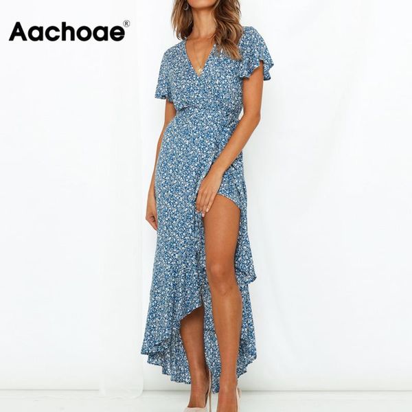 aachoae women long maxi dress boho style floral print beach dress short sleeve side split summer sundress vestidos, White;black
aachoae women long maxi dress boho style floral print beach dress short sleeve side split summer sundress vestidos, White;black
