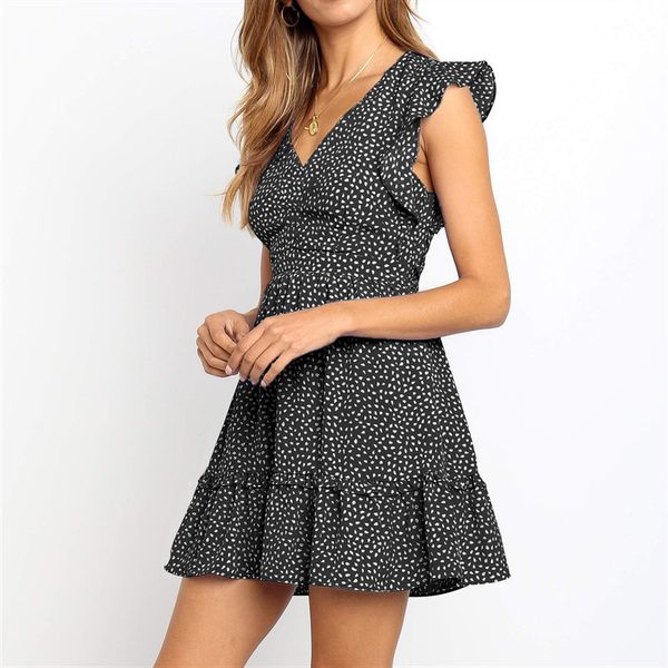 women summer dress 2020 dot print boho style chiffon beach dress elegant a line v neck ruffle mini dress vestidos mujer xxl, Black;gray
women summer dress 2020 dot print boho style chiffon beach dress elegant a line v neck ruffle mini dress vestidos mujer xxl, Black;gray