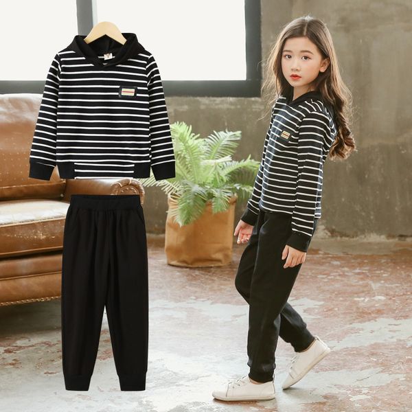 clothing set girls hooded striped children's sports suits fashion autumn 2 pcs suit girls kids set black pants +sweatshirts new, White
clothing set girls hooded striped children's sports suits fashion autumn 2 pcs suit girls kids set black pants +sweatshirts new, White