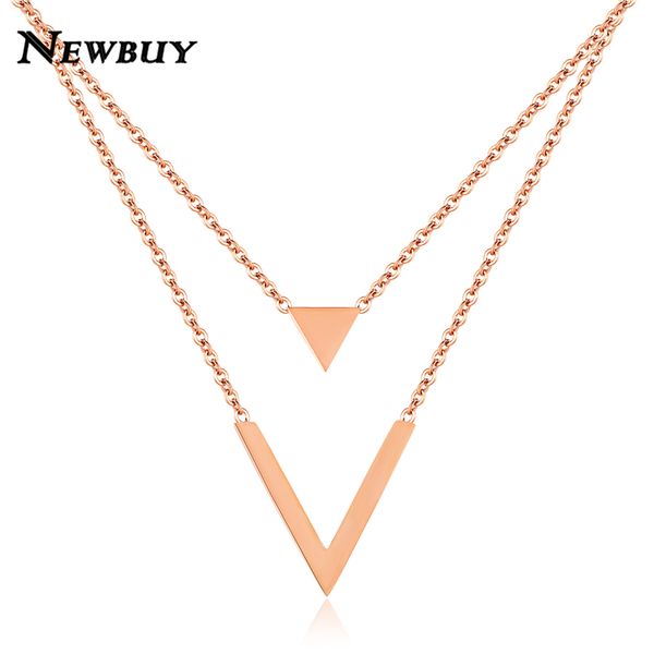 newbuy fashion rose gold color stainless steel double layer choker necklace for women triangle & v shape link chain necklace, Golden;silver
newbuy fashion rose gold color stainless steel double layer choker necklace for women triangle & v shape link chain necklace, Golden;silver