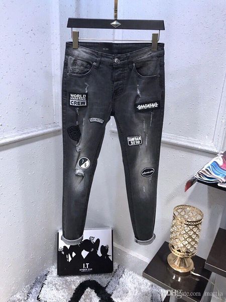 2019 fashion casual tights spring new hip hop street fashion men's jeans distressed men's feet pants, Blue
2019 fashion casual tights spring new hip hop street fashion men's jeans distressed men's feet pants, Blue