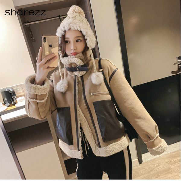 faux sheepskin coat women suede jacket short fur korean lamb locomotive fashion fur warm short motorcycle jacket, Black
faux sheepskin coat women suede jacket short fur korean lamb locomotive fashion fur warm short motorcycle jacket, Black