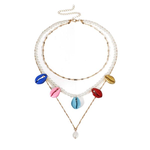three layers colorful shell pendant necklaces natural shell gold cowrie women friend pearl necklace bohemian jewelry, Silver
three layers colorful shell pendant necklaces natural shell gold cowrie women friend pearl necklace bohemian jewelry, Silver
