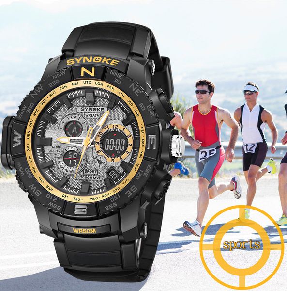 synoke men wrist watches multi-function waterproof digital double action sports watches man watch 2019 digital led watch, Slivery;brown
synoke men wrist watches multi-function waterproof digital double action sports watches man watch 2019 digital led watch, Slivery;brown