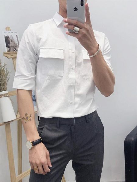 plus size formal slim fit solid white men shirt casual short sleeve button shirts chemise homme korean men clothes new mm60ncs, White;black
plus size formal slim fit solid white men shirt casual short sleeve button shirts chemise homme korean men clothes new mm60ncs, White;black