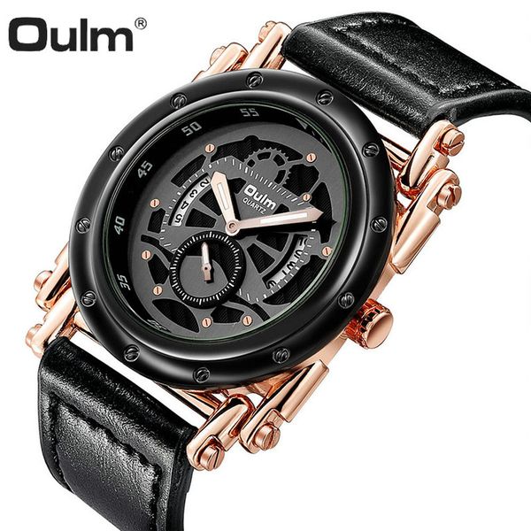 oulm fashion casual watch men quartz analog clock leather strap date skeleton dial rose golden mens watches, Slivery;brown
oulm fashion casual watch men quartz analog clock leather strap date skeleton dial rose golden mens watches, Slivery;brown