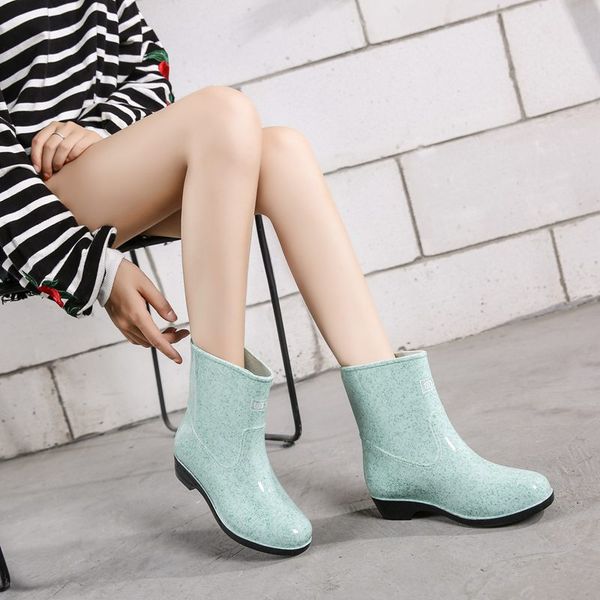 round toe solid rubber women waterproof rainboots low slip-on pvc non-slip rain boots ankle shallow shoes classics, Black
round toe solid rubber women waterproof rainboots low slip-on pvc non-slip rain boots ankle shallow shoes classics, Black