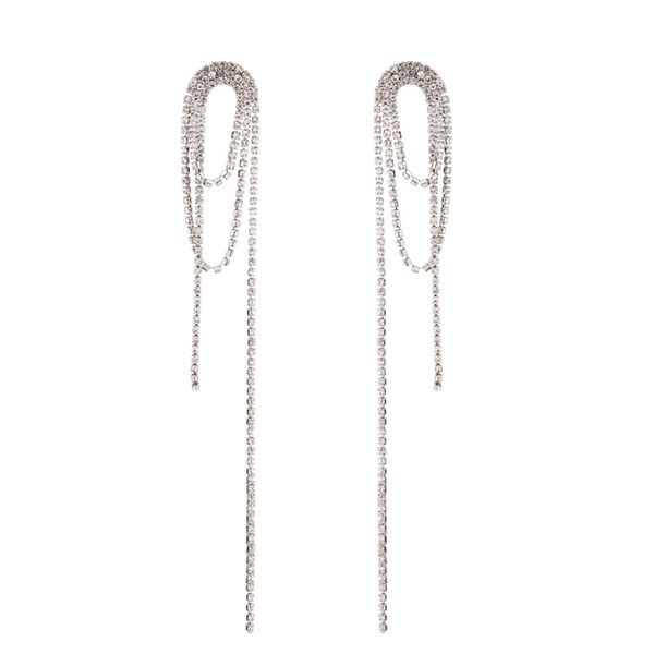 long chain silver claw chain rhinestone tassel pendant earrings around circle earrings, Golden;silver
long chain silver claw chain rhinestone tassel pendant earrings around circle earrings, Golden;silver