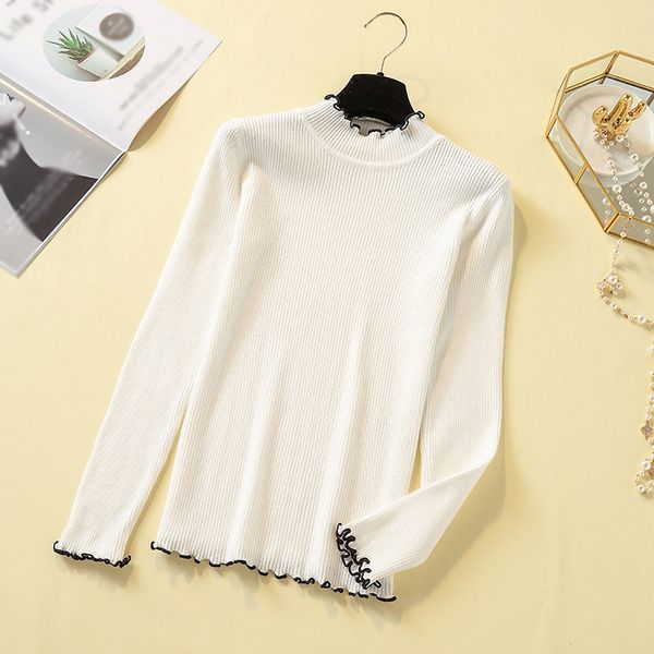 high elastic fashion solid long sleeve sweaters women slim knitted pullovers autumn winter turtleneck ruched women sweater, White;black
high elastic fashion solid long sleeve sweaters women slim knitted pullovers autumn winter turtleneck ruched women sweater, White;black