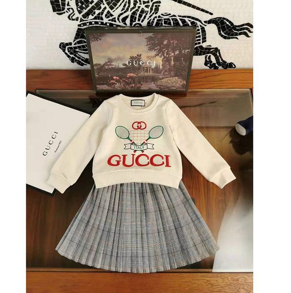 girls kids fashion clothing set kids hoodie + skirt girls sweet clothing brand letter print embroidery two piece sets, White
girls kids fashion clothing set kids hoodie + skirt girls sweet clothing brand letter print embroidery two piece sets, White