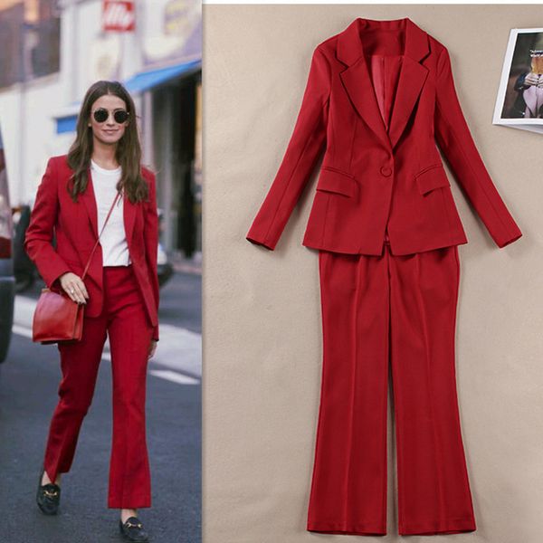 european station early autumn women's solid color new small suits set body temperament fashion casual two-piece set, White
european station early autumn women's solid color new small suits set body temperament fashion casual two-piece set, White