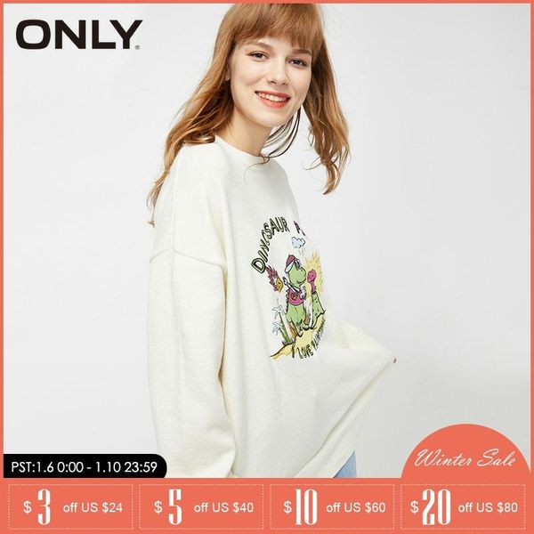 only winter loose fit round neckline dinosaur cartoon pattern knit sweater | 119324575, White;black
only winter loose fit round neckline dinosaur cartoon pattern knit sweater | 119324575, White;black