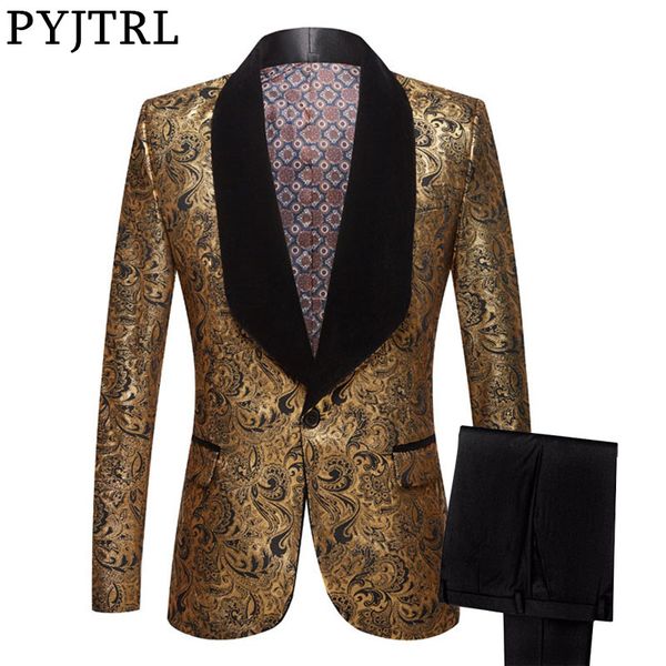 pyjtrl mens two-piece set wedding suits with pants gold floral pattern prom tuxedo singers costume suit latest coat pant designs, White;black
pyjtrl mens two-piece set wedding suits with pants gold floral pattern prom tuxedo singers costume suit latest coat pant designs, White;black