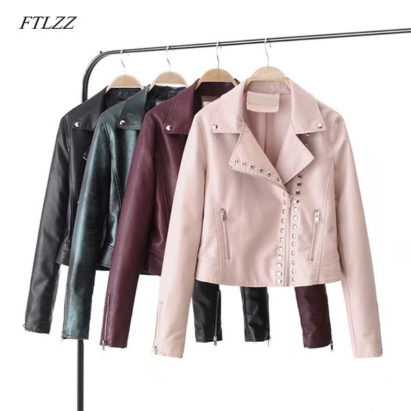 ftlzz new rivet faux soft leather jacket autumn winter elegant pu leather short jackets punk coat female outerwear clothing, Black
ftlzz new rivet faux soft leather jacket autumn winter elegant pu leather short jackets punk coat female outerwear clothing, Black