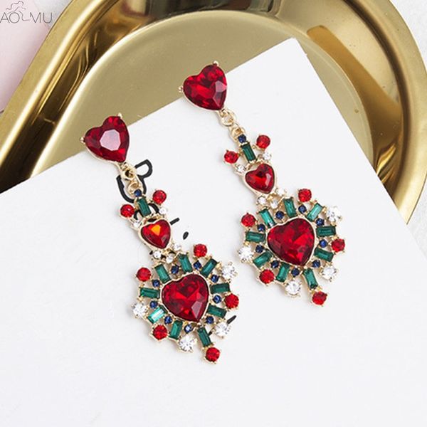 aomu baroque fashion vintage crystal big red heart drop earring for women rhinestone colorful long dangle party boucle d'oreille, Silver
aomu baroque fashion vintage crystal big red heart drop earring for women rhinestone colorful long dangle party boucle d'oreille, Silver