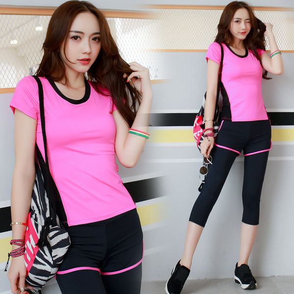 2020 new women yoga ser 2 piece set solid t-shirt+tight jumpsuits breathable professional fitness clothes sport suit womens, White;red 
2020 new women yoga ser 2 piece set solid t-shirt+tight jumpsuits breathable professional fitness clothes sport suit womens, White;red