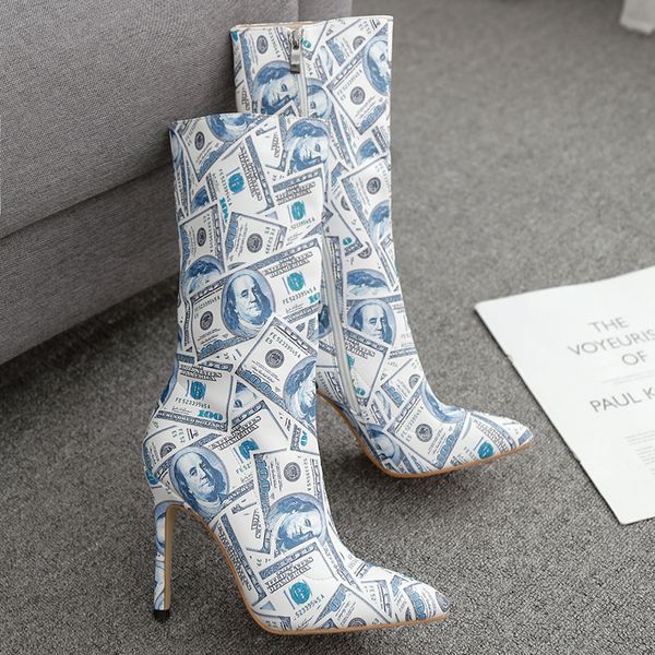 botas mujer invierno 2019 fashion pointed mid-calf boots dollar pattern leather cowhide side zipper stiletto boots female shoes, Black
botas mujer invierno 2019 fashion pointed mid-calf boots dollar pattern leather cowhide side zipper stiletto boots female shoes, Black