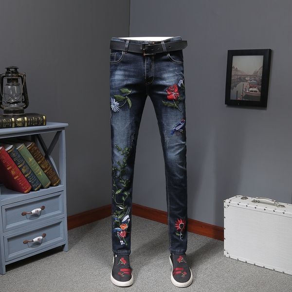 men's jeans vaqueros hombre skinny flower embroidery fashion slim distressed denim pants erkek jean pantolon moda 2021, Blue
men's jeans vaqueros hombre skinny flower embroidery fashion slim distressed denim pants erkek jean pantolon moda 2021, Blue