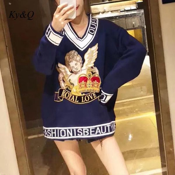 luxury women blue velet sweaters pullovers angel baby embroidery 2020 spring new jumper runway designer christmas clothes, White;black
luxury women blue velet sweaters pullovers angel baby embroidery 2020 spring new jumper runway designer christmas clothes, White;black