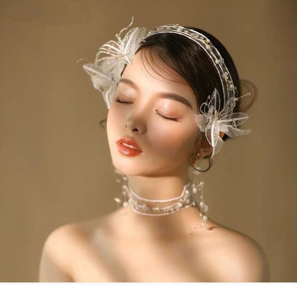 bridal tiara sweet gauze hair clip hair band korean fairy p wedding styling set handmade accessories, Silver
bridal tiara sweet gauze hair clip hair band korean fairy p wedding styling set handmade accessories, Silver