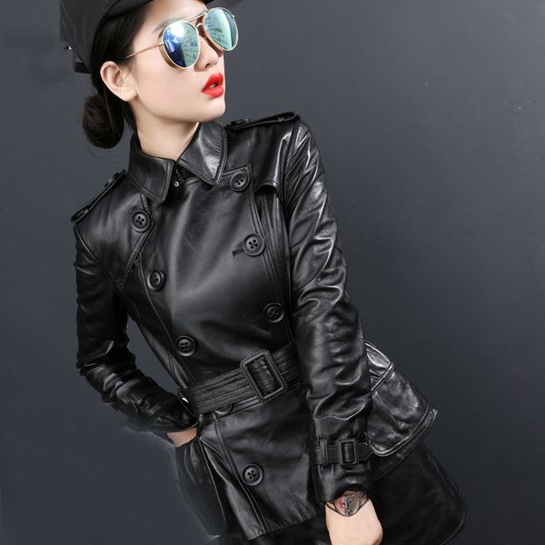 2019 spring autumn new leather clothing ladies short section collar jacket button placket fashion trend natural sheep skin coat, Black
2019 spring autumn new leather clothing ladies short section collar jacket button placket fashion trend natural sheep skin coat, Black