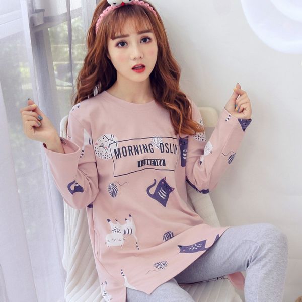 100% cotton pajama sets for women 2019 spring autumn long sleeve pyjama cute girls cartoon print sleepwear pijama mujer homewear, Blue;gray
100% cotton pajama sets for women 2019 spring autumn long sleeve pyjama cute girls cartoon print sleepwear pijama mujer homewear, Blue;gray