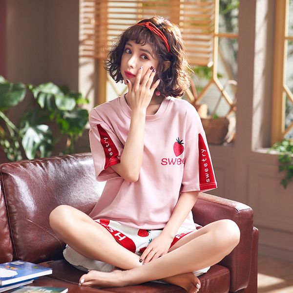 summer pajamas cotton 99% womens pyjama nightwear 2019 short round neck girls' fashion suit plus size home clothes two piece, Blue;gray
summer pajamas cotton 99% womens pyjama nightwear 2019 short round neck girls' fashion suit plus size home clothes two piece, Blue;gray