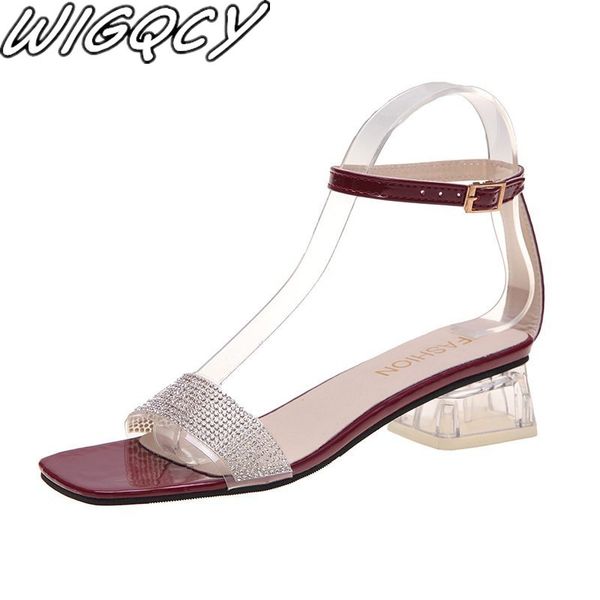 new sparkling rhinestone high sandals shallow open toe buckle strap transparent square heel dress women's shoes fashion summer, Black
new sparkling rhinestone high sandals shallow open toe buckle strap transparent square heel dress women's shoes fashion summer, Black