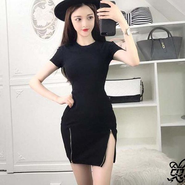 women zipper split bodycon dress fashion o-neck short sleeve mini dresses female black white slim nightclub vestidos, Black;gray
women zipper split bodycon dress fashion o-neck short sleeve mini dresses female black white slim nightclub vestidos, Black;gray