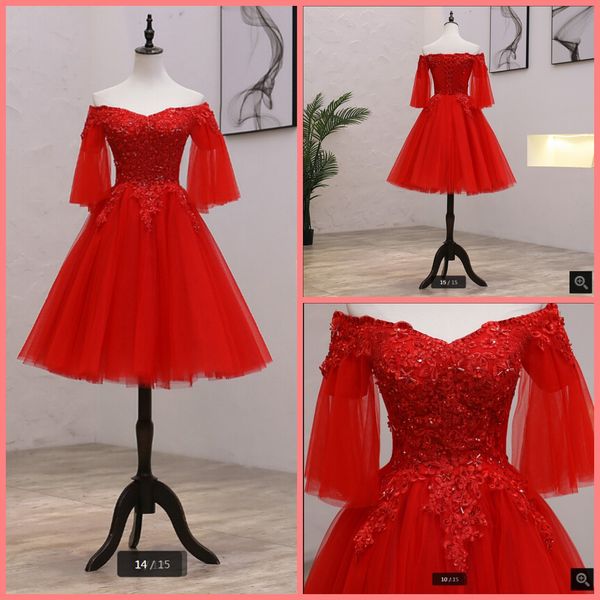 2019 new arrival fashion red short a line prom dresses off the shoulder v neckline half sleeve beaded appliques prom gowns selling, Black
2019 new arrival fashion red short a line prom dresses off the shoulder v neckline half sleeve beaded appliques prom gowns selling, Black