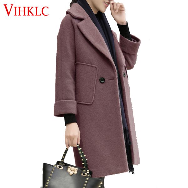 2017 new fashion autumn winter women wool coat loose imitation cashmere outerwear plus size s-xxl overcoat a108, Black
2017 new fashion autumn winter women wool coat loose imitation cashmere outerwear plus size s-xxl overcoat a108, Black