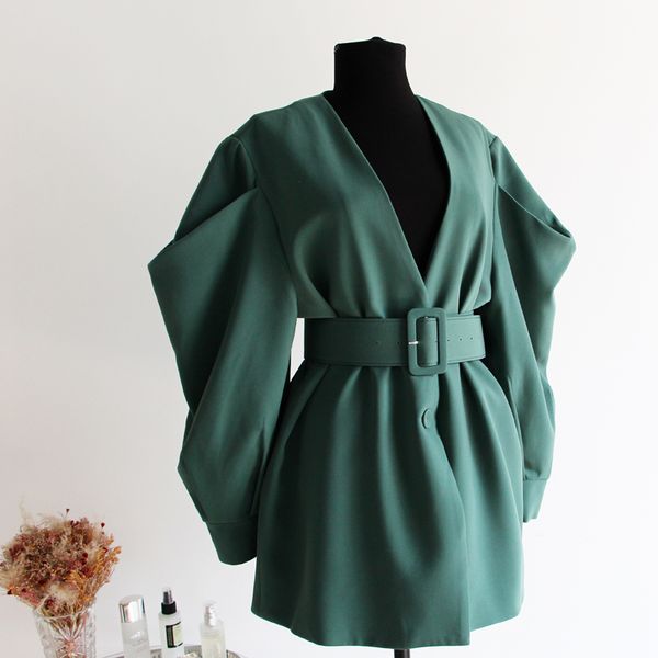 vintage solid color long sleeve v-neck loose straps slim jacket with belt, Black;brown
vintage solid color long sleeve v-neck loose straps slim jacket with belt, Black;brown