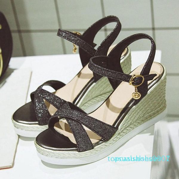 sequins women sandals lady dress shoe casual wedges sandals platform high heel buckle sapato feminino women, Black
sequins women sandals lady dress shoe casual wedges sandals platform high heel buckle sapato feminino women, Black