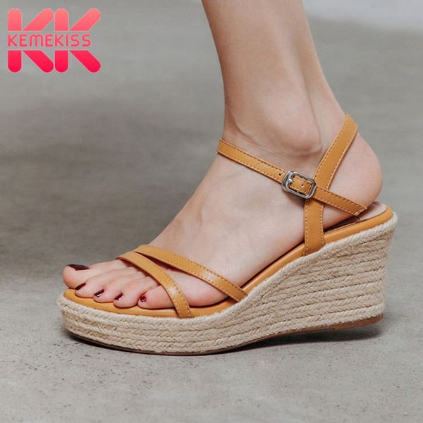 kemekiss genuine leather women wedges sandals buckle strap fashion summer shoes woman platform office lady footwear size 34-39, Black
kemekiss genuine leather women wedges sandals buckle strap fashion summer shoes woman platform office lady footwear size 34-39, Black