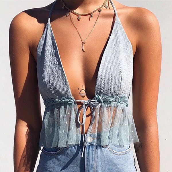 женщины холтер шеи нагрудный с открытым transparent tops crop марлевые подшить, White
женщины холтер шеи нагрудный с открытым transparent tops crop марлевые подшить, White