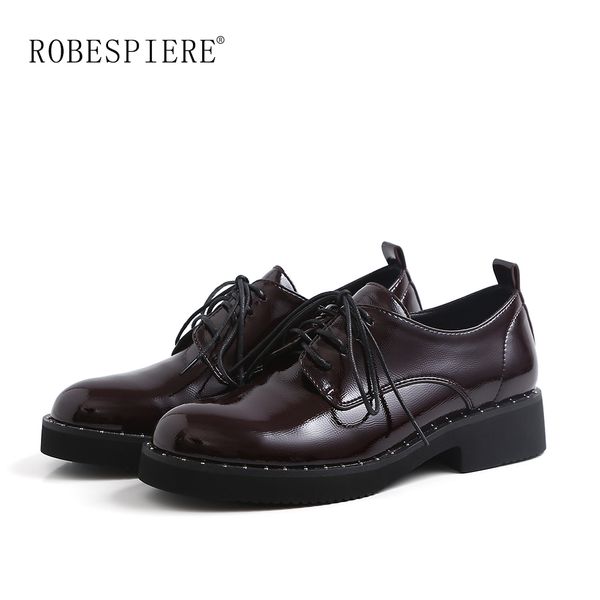 robespiere new women platform derby shoes quality patent leather flats large size lace up footwear female flat oxford shoes a131, Black
robespiere new women platform derby shoes quality patent leather flats large size lace up footwear female flat oxford shoes a131, Black