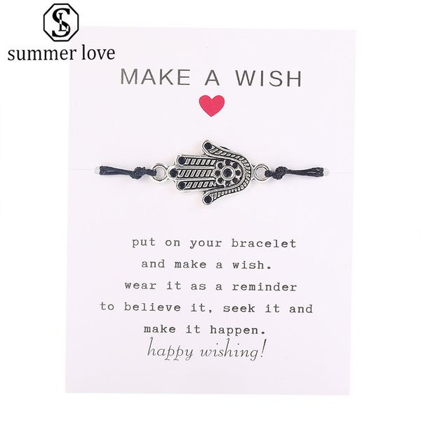 2020 make a wish card bracelet simple elegant wax rope adjustable chain multi-shapes pendant woven bracelets for women girls jewelry-z, Black
2020 make a wish card bracelet simple elegant wax rope adjustable chain multi-shapes pendant woven bracelets for women girls jewelry-z, Black