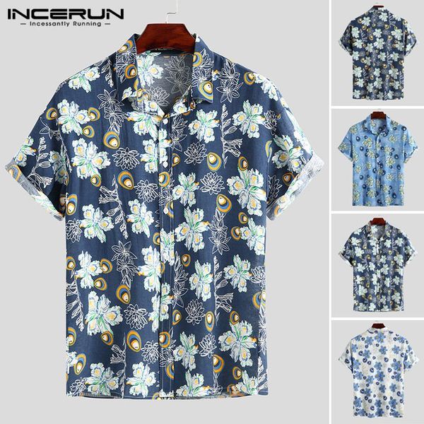 men's casual shirts incerun 2021 fashion men hawaiian shirt floral print beach short sleeve chic blouse cotton lapel streetwear camisa, White;black
men's casual shirts incerun 2021 fashion men hawaiian shirt floral print beach short sleeve chic blouse cotton lapel streetwear camisa, White;black