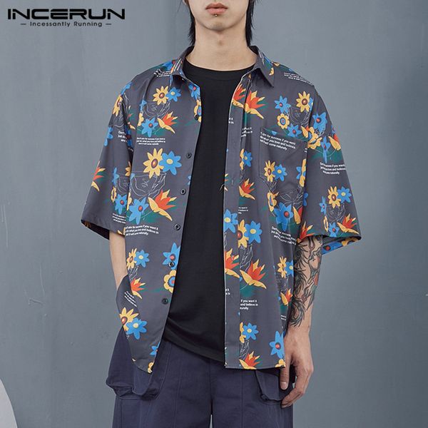 men's casual shirts incerun style men hawaiian shirt vacation lapel breathable loose short sleeve summer blouse 2021 chic beach camisa, White;black
men's casual shirts incerun style men hawaiian shirt vacation lapel breathable loose short sleeve summer blouse 2021 chic beach camisa, White;black