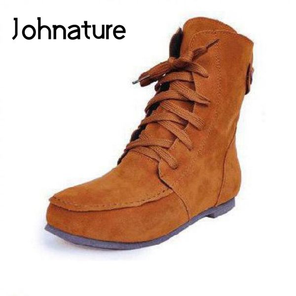 johnature ankle boots women shoes lace-up round toe 2019 new winter casual flat with sewing solid color fashion women boots, Black
johnature ankle boots women shoes lace-up round toe 2019 new winter casual flat with sewing solid color fashion women boots, Black