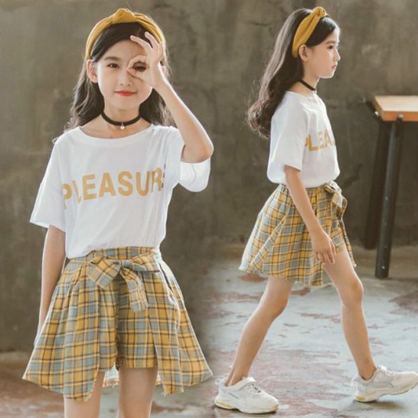 girl designer clothing sets kids summer brand letter print t-shirts + plaid skirts two pieces girls luxury new breathable clothing sets, White
girl designer clothing sets kids summer brand letter print t-shirts + plaid skirts two pieces girls luxury new breathable clothing sets, White
