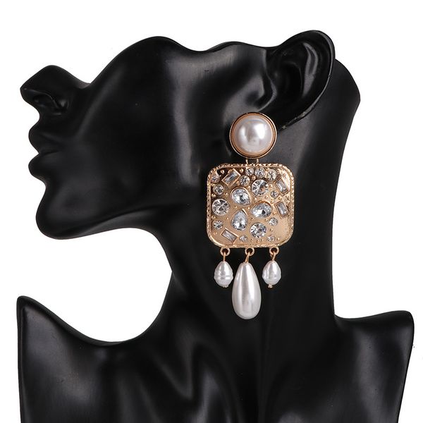 european and american jewelry fashion simple geometric inlaid rhinestone pearl earrings earrings exaggerated big-name t, Silver
european and american jewelry fashion simple geometric inlaid rhinestone pearl earrings earrings exaggerated big-name t, Silver