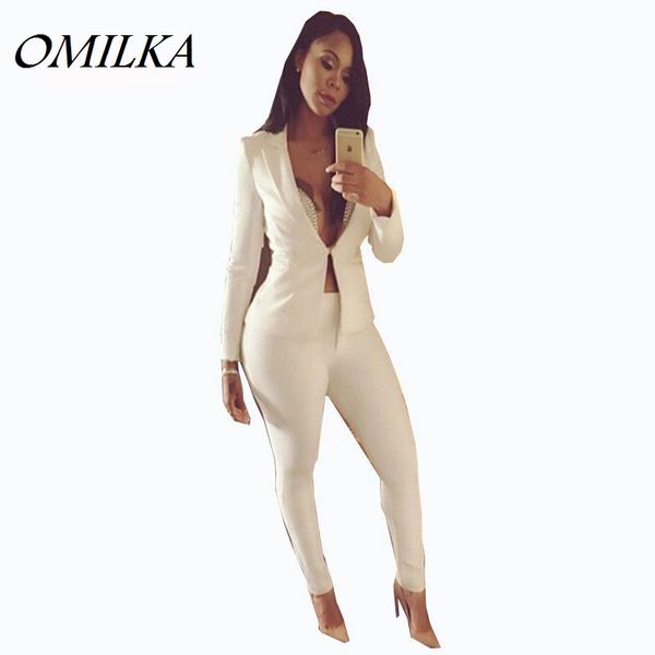 women blazers pants 2015 autumn white ladies office wear suit casual long sleeve single breasted blazer + pant 2 piece set, White;black
women blazers pants 2015 autumn white ladies office wear suit casual long sleeve single breasted blazer + pant 2 piece set, White;black