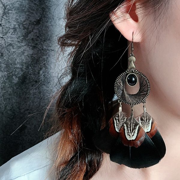 women bohemian punk style black feather earrings prsonality geometric dangle pendant earrings fashion creative earrings jewelry, Silver
women bohemian punk style black feather earrings prsonality geometric dangle pendant earrings fashion creative earrings jewelry, Silver
