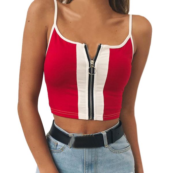 short patchwork camisole fashion contrast sleeveless zipper low cut casual vest blouse ropa mujer verano 2019#y15, White
short patchwork camisole fashion contrast sleeveless zipper low cut casual vest blouse ropa mujer verano 2019#y15, White